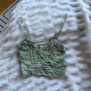 Petal & Pup Floral Green Ruffle Top